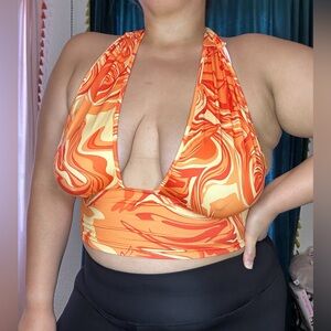 Gorgeous 70s style orange halter top